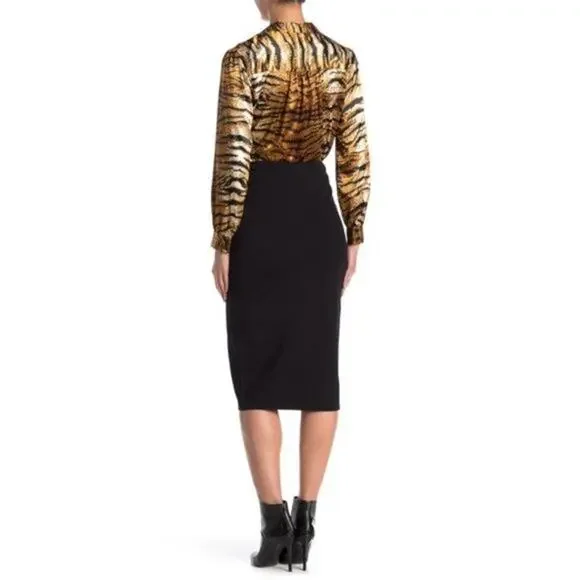 Sanctuary Black Button Front‎ Ponte Pencil Midi Skirt S - Picture 2 of 8